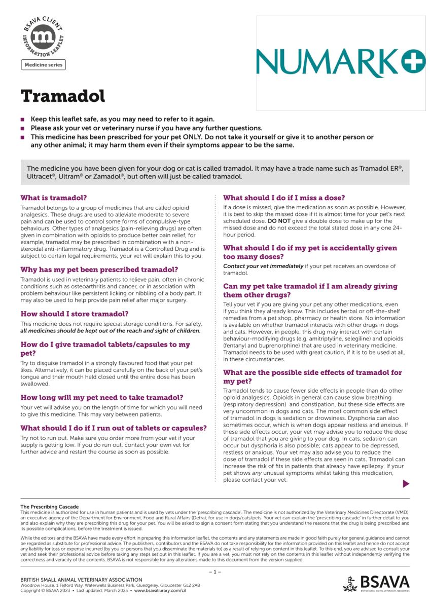 Tramadol Information Leaflet
